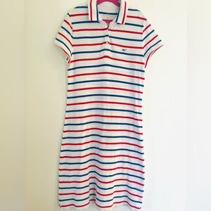 Vineyard Vines Red, White & Blue Striped Polo Pique Dress, Size S